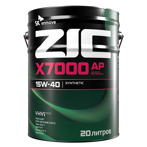 Моторное масло ZIC X7000 AP  15W-40  20 л. синт.